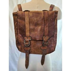 Vintage handmade Leather backpack Brass hardware